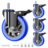 Stem Caster Wheels 5 inch Heavy Duty Threaded Stem Mount Casters Set of 4 with American Size UNC 1/2-13 x 1 Swivel Industrial Ca