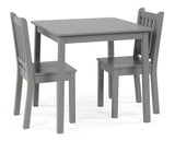 Humble Crew Kids Wooden Table and 2 Chairs Set, Grey - Square Kids Table and Chair Set for Toddlers and Children for Arts, Craft