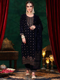 Libas Women'S Velvet Kurta Set (36966_Blue Blue M