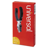 Universal 74321 EightSheet Handheld 1/4Inch Hole Punch, Metal with Rubber Grip, Black
