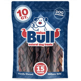 ValueBull USA Collagen Braid Beef Large Dog Chews, Medium 6 Inch 10 Count - Natural Glucosamine & Chondroitin for HIPS, Joints, 