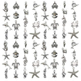WOCRAFT 120pcs Antique Silver Sea Charm for Jewelry Making Alloy Ocean Fish Seashell Marine Charms for DIY Crafts (SN051)