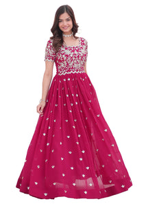 Fashion Basket Pink Anarkali Kurta Set With Embroidered Work For Women (In, Alpha, S, Regular, Standard, Pink)