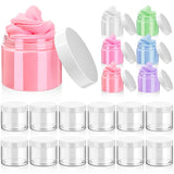 Patelai 16 Pack 6 oz Empty Slime Container Jars with Lids Round Clear Plastic Jars Wide Mouth Refillable Storage Organizer for S