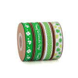 Meseey 40 Yards Shamrocks Grosgrain Ribbons 3/8 Inch Irish Day St. Patrick's Day Themed Clover Polyester Ribbon for Gift Wrappin