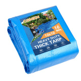 CSMEN Tarp Heay Duty Waterproof 10x10ft,Blue Tarp Cover Plastic Poly Tarpaulin for Outdoor Cover,Emergency Rain,Roof, Pool, Boat