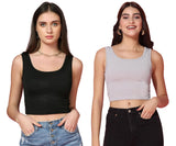 Toplot Women'S Combo Solid Ribbed Scoop Neck Sleeveless Slim Fit Tank Top Pack Of 2 (Combo-5069-Blk-Gry-S),Black-Grey,,B0CG5HCDTB