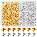 800 Pieces Crimp Bead Covers for Jewelry Making, 4mm Open Half Round Crimp Bead Knot Cover Small Beads for Jewelry Craft DIY(Gol