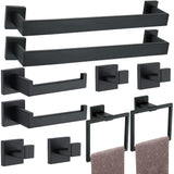 10 Pieces Bathroom Hardware Accessories Set Black, Bathroom Towel Rack Set SUS304 Stainless Steel, Square Bath Towel bar Set Hea