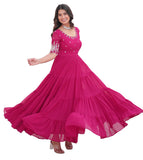 Wedani Georgette Embroidery Zari Sequins-Work Anarkali Kurta Set For Women (In Alpha M Regular Pink),PINK,M