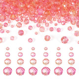 FASHEWELRY 4 Strands Paint Transparent Faceted Crystal Glass Beads Bulk Assorted 4 Size Round Sparkle Beads Coral Spacer Glass B