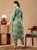 Gosriki Women'S Cotton Blend Straight Printed Kurta With Pant (Ing 10 Blue-Gs_S_Blue_Small),Blue,,B0CTCKXLLX
