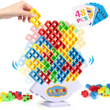 LIMYIOM 48 Pcs Tetra Tower Game,Family Board for 2 Players Family Games, Building Blocks Stacking Balance Games Toys for Kids, A