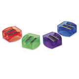 Officemate OIC Achieva Twin Pencil and Crayon Sharpener, Box of 12, Assorted Translucent Colors (30230)
