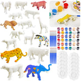 Vileafy Safari Animal Painting Craft Kits for Kids Ages 4-8 - 12 Paintable Animal Figures with Brushes & Palettes - Fun DIY Arts