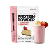 Clean Simple Eats Whey Protein Powder, Strawberry Cheesecake Flavor, Naturally Sweetened, Grass Fed Protein Powder with Digestiv