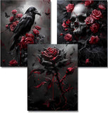 GOUOYANA Halloween Diamond Art Kits for Adults,5D Gothic Diamond Art 3-Piece Set,DIY Full Drill Diamond Painting Kit,Home Wall D