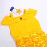 Aoiviss Princess Dress for Girls Off Shoulder Layered Yellow Princess Dress Up Clothes with Accessories Halloween Cosplay