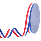 PATIKIL 1 Red White Blue Striped Grosgrain Ribbon, 55 Yard Polyester Fabric Stripe Craft Ribbon Double Faced Design for Bow Gift