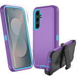 muitq for Samsung Galaxy S25 FE Case, Heavy Duty case, [Belt Clip Holster] [Glass Screen Protector] [Military Grade Protective ]