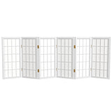 2 ft. Short Desktop Window Pane Shoji Screen - White - 6 Panels