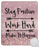 Inspirational Quote Mouse Pad, Stay Positive Work Hard and Make It Happen Motivational Mouse Pad for Women, Square Mouse Pad Non