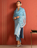 Kaari Rayon Staple 3 Pcs Women Kurta Set (Kaaaw26Wskd-82026_Jodhpur Blue,Jodhpur Blue,Jodhpur Blue,S