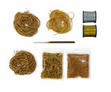 Vahvaa Aari Work Hand Materials Embroidery Kit With Gold And Silver Zari Threads And Aari Needle
