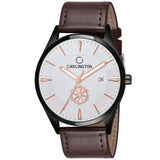 Carlington Analog Men'S Wrist Watch With Leather Strap+Brown-Silver