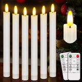 Flameless Taper Candles with Remote, 3D Flickering Battery Operated Tapers Candle, Led Flameless Candlesticks Classic Tall Taper