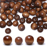 20mm, 16mm Brown Wood Beads - 60 Pieces Round Wooden Spacer Beads for Craft, Farmhouse Garlands, Home Wall Decor