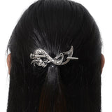 Norse Celtic Wedding Hair Accessories-Viking Antique Silver Dragon Hair Sticks Hairpin Viking Hair Slide Hairpins Men Clips Hair