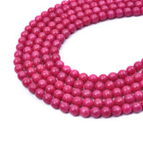 HAAMIIQII 6mm Rose Red Jade Faceted Round Stone Spacer Beads, Loose Gemstone Beads for Jewelry Making, DIY Bracelet, Necklace, H