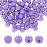 HARFINGTON 100pcs Light Purple Acrylic Round Beads 8mm Dia 1.9mm Hole Plastic Resin Smooth Balls Loose Bead for Jewelry Making B