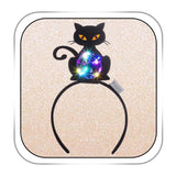 Gangel Light Up Halloween Hairband Black Cat Headband Glitter Festival Headpiece Halloween Costume Headbands for Women (cat, one