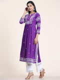 Gosriki Women'S Rayon Blend Chikankari Embroidered Straight Kurta (Elevan-Begani-Gs_Xl_Purple_X-Large),Purple,,B0C7W3YJ2D