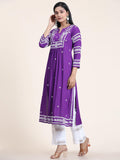 Anni Designer Women'S Rayon Blend Chikankari Embroidered Straight Kurta (Elevan-Begani_M_Purple_Medium),Purple,M,Rayon Blend,Regular,Kurta