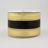 2.5 Wide Expressions Metallic Stripe Vertical Line Wired Ribbon Black & Gold (10 Yards) Fall & Halloween