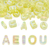 FASHEWELRY 50Pcs UV Plating Rainbow Iridescent Acrylic Letter Beads with Large Hole Big Letter Blocks Charms 3D Letters Chunky V