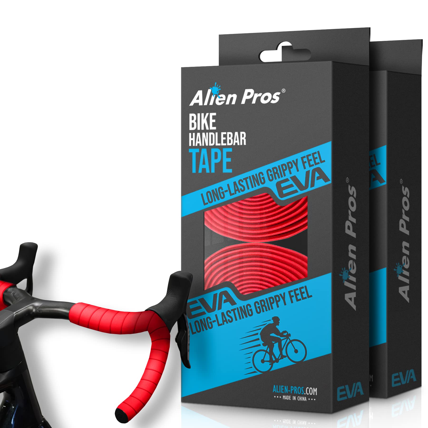 ALIEN PROS Bike Handlebar Tape EVA (Set of 4) Red - Enhance Your Bike grip with These Bicycle Handle bar Tape - Wrap Your Bike f