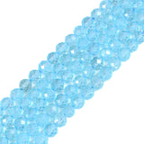 6mm Blue Topaz Faceted Gemstone Round Loose Beads Strand 15.5-16 DIY Jewelry Making