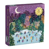 Galison Merry Moonlight Skaters 500 Piece Foil Puzzle from Galison - Featuring Beautiful Illustrations of a Festive Winter Scene