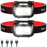 Blukar LED Headlamp Rechargeable,2000L Super Bright Headlight with Motion Sensor -Dimmable Brightness,8 Modes,Spotlight&Floodlig