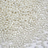 Pearl Color 2mm Seed Beads About 9800pcs/110Grams in Bag, 12/0 Glass Craft Beads for Earring Making Bracelet and Necklace(Pearl 