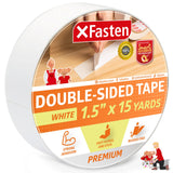 XFasten Double Sided Tape, Removable, 1.5-Inch by 15-Yards, Single Roll, Double Sided Adhesive Tape for Arts and Crafts, Woodwor