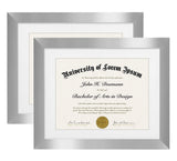Americanflat 11x14 Diploma Frame in Silver - Set of 2 - Displays 85x11 Diplomas with Mat or 11x14 Without Mat - Shatter-Resistan