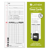 Lathem Universal Payroll/Job Time Cards, DoubleSided, For Lathem 7000E / 7500E Time Clocks, 100 Pack, E79100, White