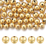 Chuyau 50pcs 6mm 18k Gold Filled Spacer Beads for Jewelry Making Seamless Smooth Metal Brass Beads for DIY Bracelets Necklace Ea
