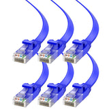 Cat6 Ethernet Cable 2ft, 6-Pack Blue - Flat High-Speed Network Cables for Gaming, Streaming, Router, Modem, PC, PS5, Xbox - Dura