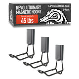 GATOR MAGNETICS MEGA 4.5 in Closed Hooks, 45 lb Heavy Duty Magnetic Hooks for Steel Surfaces, Patented Easy-Release, Non-Slip Gr
